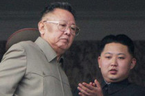 Kim Jong-il reviewed a military parade with his son 