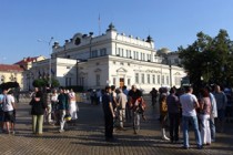 Bulgarians hold coffee-drinking rally near Parliament