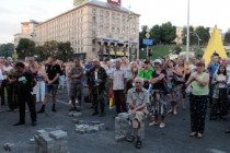 Euromaidan activists protesting Kiev’s operation in eastern Ukraine