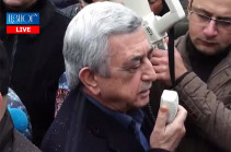 Nagorno Karabakh will never be part of Azerbaijan: Serzh Sargsyan addresses his supporters at court yard