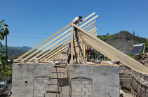 The Gulakyans from Khashtarak village of Tavush region get rid of the roof which was on the verge of collapse