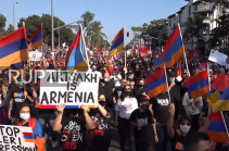 Thousands of demonstrators marched through Beverly Hills in Los Angeles to show support for Armenia (video)