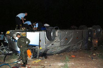 Overturned bus: Azerbaijani driver says carried people to Syria