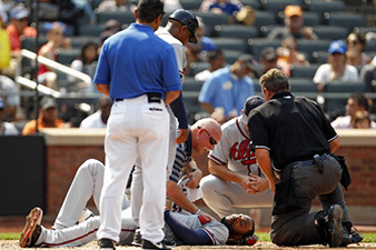 Braves’ Jason Heyward gets hit in face by 90-mph Jon Niese fastball