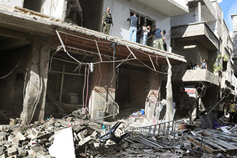 Syria government site in Damascus hit by huge bomb