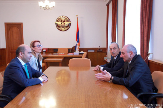 Artsakh president receives Bright Armenia party leader Edmon Marukyan, Mane Tandilyan