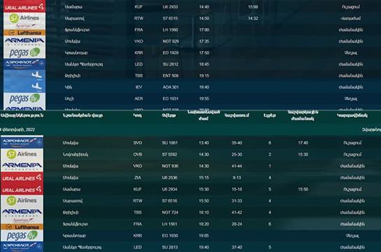 Рейсы из ряда городов России в Ереван задерживаются или отменяются