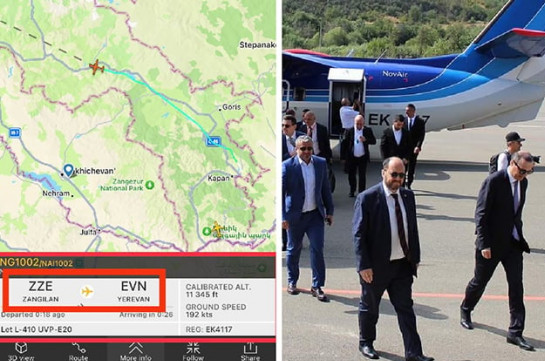 Flightradar24-ը ՀՀ վարչապետին Կապան տանող օդանավի թռիչքի երթուղին ամրագրել է ոչ թե Կապան, այլ Զանգիլան․ Էդգար Ղազարյան