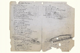 Dylan’s lyrics for “The Times They Are A-Changin” auctioned off 