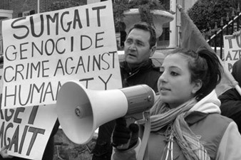 Protest in front of Azerbaijani embassy in Brussels